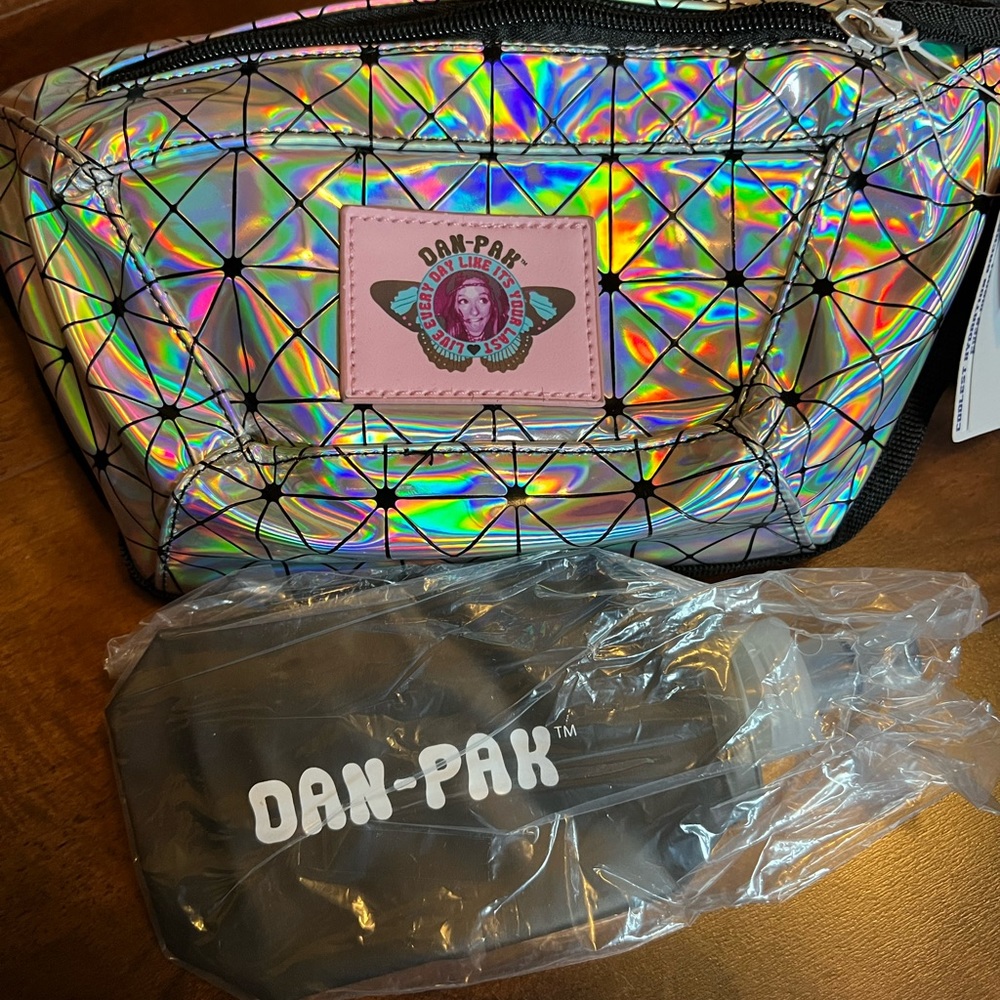 Dan-Pak Holographic Disco Flask Fanny Pack Bum Bag - Hidden Pocket